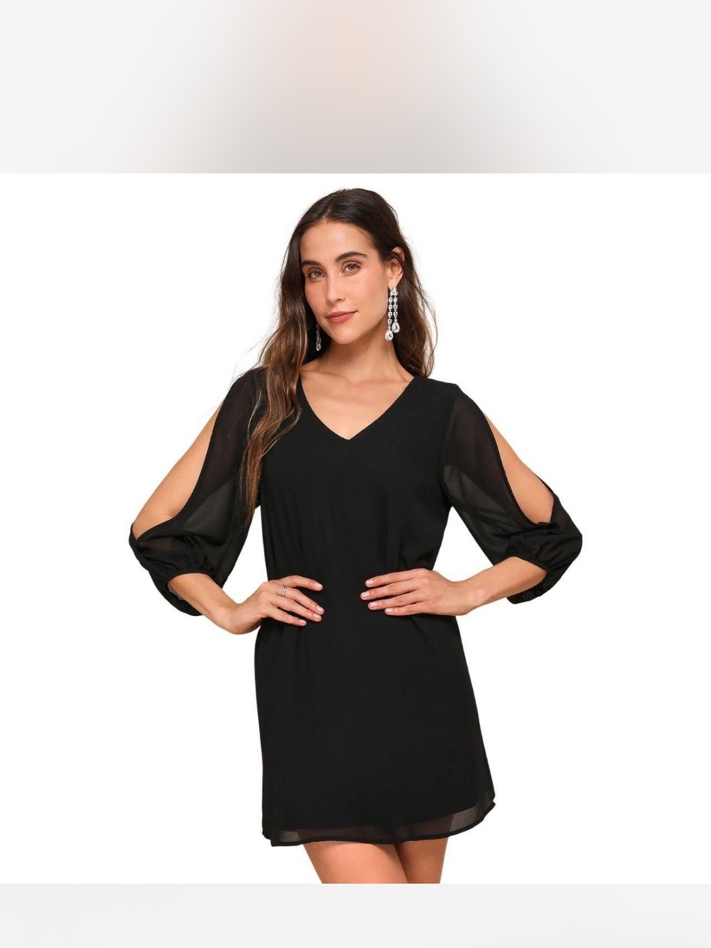 LuLu’s Black V-Neck Cold-Shoulder Shift Dress